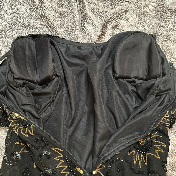 Vintage Black And Gold Sequin Beaded Mini Dress - Picture 14 of 15
